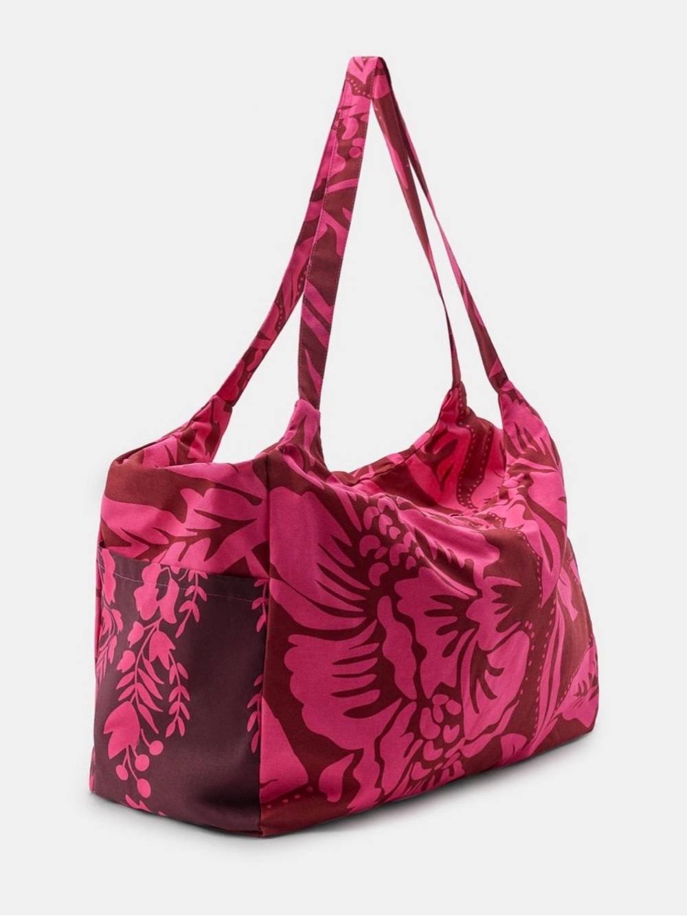Zara Maxi Floral Print Bag in Fuchsia. Brand new!